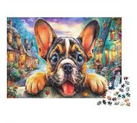 Bulldog 1000 Piece Thick Cardboard Jigsaw Puzzle Solo Challenging Educational Single Player for Adults Enthusiasts Office Break Cute Pet Puzzle 38x26cm/1000pcs