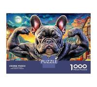 Bulldog 1000 Pieces Jigsaw Puzzle Biker Frenchie Chain Cool Pose - Decoration for Adults And Kids38x26cm/1000pcs