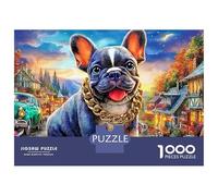 Bulldog 1000 Pieces Jigsaw Puzzle Gold Chain Cool Pose- Recycled Cardboard Decoration for Kids 52x38cm/1000pcs