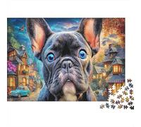 Bulldog 1000 Pieces Thick Cardboard Jigsaw Puzzles Challenging Difficult Hard for Adults Teens 12-18 Cute Pet Brainteasing Puzzle Solo Player Activity 38x26cm/1000pcs