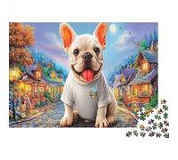 Bulldog 1000 Pieces Thick Cardboard Jigsaw Puzzles Challenging Difficult Hard for Adults Teens 12-18 Cute Pet Brainteasing Puzzle Solo Player Activity 52x38cm/1000pcs