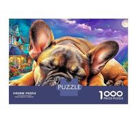 Bulldog 1000Pc Jigsaw Puzzle Sleepy Vibrant Close-up- Brainteasing Challenge for Kids 52x38cm/1000pcs