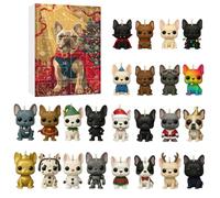 Bulldog Advent Calendars 2025, 24 Days 2D Acrylic Bulldog Ornaments Christmas Countdown Calendar, Cartoon Bull Dog Pendant Christmas Tree Decorations