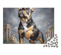 Bulldog Ancient Greek Ruins 1000 Piece Jigsaw Puzzle Jigsaw Puzzle for Adults Night View Puzzle Game for Family Stress Relief Home Decor Gift 38x26cm/1000pcs