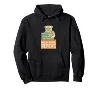 Bulldog Barista Slogan Brew Bark Repeat Pullover Hoodie