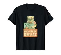 Bulldog Barista Slogan Brew Bark Repeat T-Shirt