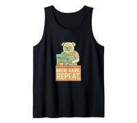 Bulldog Barista Slogan Brew Bark Repeat Tank Top
