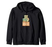 Bulldog Barista Slogan Brew Bark Repeat Zip Hoodie
