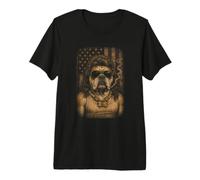 Bulldog Biker American Flag Outlaw Dog Illustration Premium T-Shirt