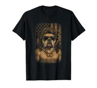 Bulldog Biker American Flag Outlaw Dog Illustration Value Graphic T-Shirt