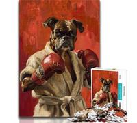 Bulldog Boxing 1000 Piece Jigsaw Puzzles for Adults & Teens,Challenging To Complete But Fun And Humorous Unique Home Decor And Gifts (38x26cm)