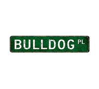 Bulldog, Bulldog Gift, Bulldog Tin Sign Dog Lover Gift Street Sign Vintage Rustic Retro 4x16 inch Tin Sign