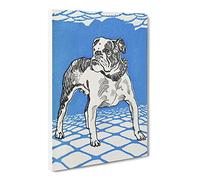 Bulldog By Moriz Jung Classic Painting Canvas Wall Art Print Ready to Hang, Framed Picture for Living Room Bedroom Home Office Décor, 30x20 Inch (76x50 cm)
