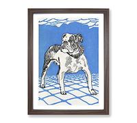 Bulldog By Moriz Jung Classic Painting Framed Print | A3 Walnut Framed Wall Art | Ready to Hang | Classic Animal Picture | Living Room Bedroom Lounge Office