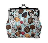 Bulldog Chihuahua Siberians Love Heart Paw, PU Leather Coin Purse, Small Wallets, Change Pouch with Kiss Lock Clasp Buckle, Change Purse