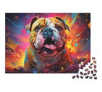 Bulldog Colorful Abstract Background 1000 Piece Jigsaw Puzzle for Adults Paper Focus 70x50cm/1000pcs