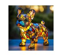 (Bulldog) Creative Dolphin Panda Lion Leopard Dog Animal Resin Led Ornament Light Night