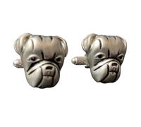Bulldog Cufflinks - Onyx Art CK104 Mens Wedding Novelty Gift Bull Dog Cuff Links In Premier Life Packaging