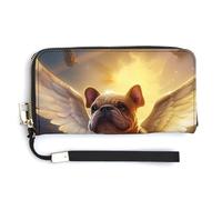 Bulldog Dog Angel Womens Wristlet Wallet Leather Long Purse Card Holder Clutch Handbag