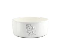 Bulldog Dog Large Pet Food Bowl Fine Line Drawing - Ceramic White Food Water Dish For Dogs