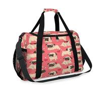 Bulldog Dog Travel Duffel Bag for Girls Boys Women Men Love Heart Dog Weekend Overnight Bag Shoulder Tote Luggage Handbag for Travel Sports Gym