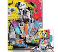 Bulldog Doodle Adult Jigsaws 1000 Pieces Difficult,Help The Brain Exercise Addictive Toys to Cultivate Patience Great Gift 50x75cm