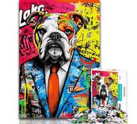 Bulldog Doodle Jigsaws Puzzles 1000 Pieces for Adults Gifts,Challenging Game And Family Play Wall Decoration Unique Birthday And Xmas Gifts (38x26cm)