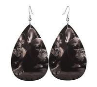 Bulldog Earrings for Women Leather Teardrop Earrings Double Sided Lightweight Ear Accessories Fashion Jewelry Birthday Gift