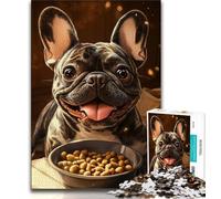 Bulldog Eating Jigsaws 1000 Pieces for Teenagers,Staycation Kill Time Every Piece Is Unique - Challenging Family Fun Game (50x75cm)