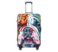 Bulldog Face Vector Illustration Elastic Travel Luggage Cover Suitcase Protector, Print Suitcase Baggage Cover Anti-Scratch