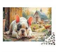 Bulldog Farm Scene 1000pc DIY Jigsaw Puzzle for Adults All Ages Sturdy Recycled Paper Home Decoration Wall Display Festive Brain Game Puzzle 38x26cm/1000pcs