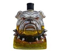 Bulldog Glass Decanter Bottle - Whiskey Wine Spirit Container, Thick Crystal Liquor Pourer | Artistic Animal Bar Decor Accent | Home Shelf Bar Display Party Present Male Festive Occasion