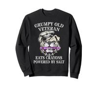 Bulldog GRUMPY OLD VETERAN EAT CRAYONS POWERED BY SALT Team Sweatshirt