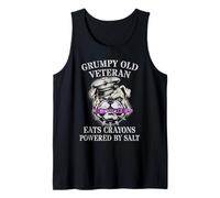Bulldog Grumpy Old Veteran EAT Crayons Powered by Salt Team Tank Top