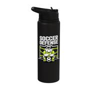 Bulldog Guarding Goal Team Player Position Soccer Defense Stainless Steel Insulated Water Bottle