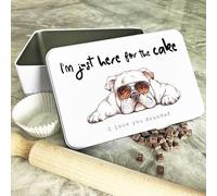 Bulldog Here For The Cake Love You Grandad Personalised Gift Baking Cake Tin Personalised Gift | Custom Gift | Personalized Tin | Cake, Biscuit & Treat Tins | Gift For Her | Gift For Him