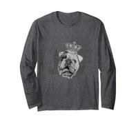 Bulldog Medieval King Realistic Drawing Long Sleeve T-Shirt