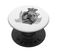 Bulldog Medieval King Realistic Drawing PopSockets Adhesive PopGrip