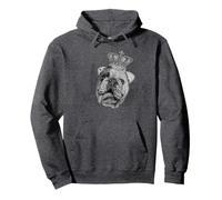 Bulldog Medieval King Realistic Drawing Pullover Hoodie
