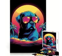 Bulldog Miami Vice Style 1000 Pieces Jigsaw Puzzles for Adults Logic Ability Easy Relaxation Secure Join Lovely Gift (38x52cm)