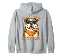 Bulldog My Best Friend Has Paws Dog Lover Cute Graphic Zip Hoodie