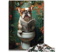 Bulldog on The Toilet 1000 Piece Jigsaw Puzzle for Adults Teens, Challenging To Complete But Fun And Humorous Birthday Present, Gifts, Wall Art 50x75cm