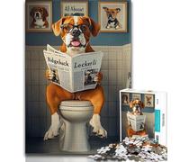 Bulldog on The Toilet Adult Puzzles 1000 Pieces,Challenging To Complete But Fun And Humorous Birthday Present,Gifts,Wall Art 38x26cm
