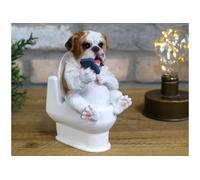 Bulldog On The Toilet Making a Call Figurine - Resin Animal Statue for Home Decor - Charming Figurine Ornament, Perfect Stylish Decoration!