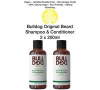 Bulldog Original Beard Shampoo & Conditioner 2 x 200ml - 2-in-1 Men's Beard Wash