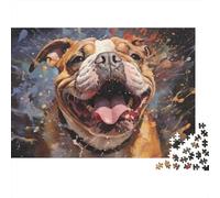 Bulldog Painting Art 1000 Pieces Extra-Thick Cardboard DIY Jigsaw Puzzle, Cognitive Development & Rehabilitation Puzzle, Leisure Activity, Premium Quality Puzzle 70x50cm/1000pcs
