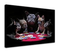 Bulldog Playing Poker Poster Animal Dog Playing Cards Wall Art Picture Print Canvas Painting Modern Home Room Aesthetics Office Decor Murals (12x18inch(30x45cm),Framed)