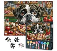Bulldog Puzzles 1000 Pieces for Adults, Funny Jigsaw Puzzles-Don't Steal Pizza, Unique Jigsaw Puzzle Gift for Christmas Birthday Gift, Well Packaged Durable Puzzle(50.5x70.5cm)