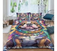 Bulldog Quilt Cover 3D Print Winter Soft Animal Duvet Cover Bedding Comforter Cover Microfiber with Zipper Closure Apply to Kids Youth 3 Piece Set Room Decor Soft And Comfortable Double（200x200cm）