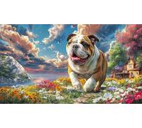 Bulldog-Running-Through-Field 1000 Piece Challenging Puzzles Puzzle for Adults Recycled Paper Fun and Challenging Family Game for Relaxation, Creativity & Gift Giving 70x50/1000pcs